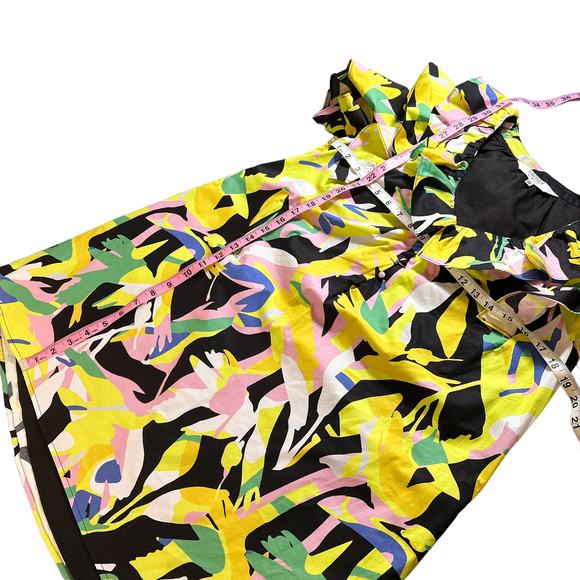 Crosby Isla Colorful Ruffle Short Sleeve V Neck Dress Exotic Tropics Print XS - Picture 14 of 14